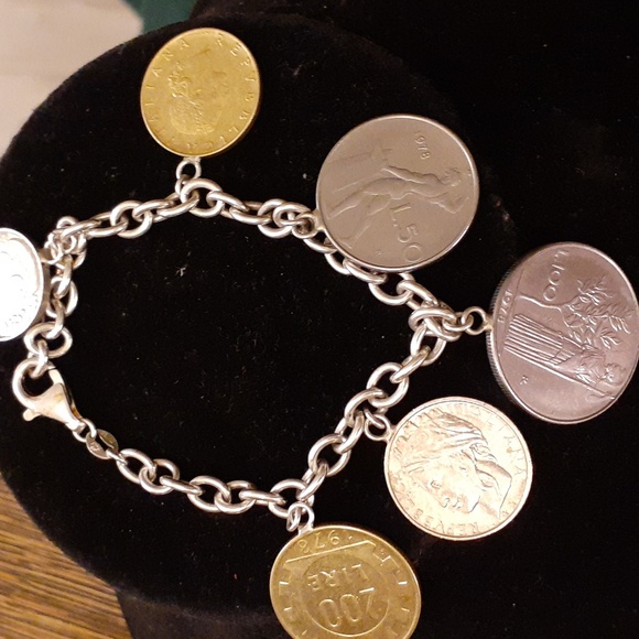 STERLING ITALIAN COIN BRACELET 925 - Picture 2 of 2